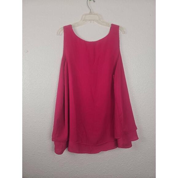 Torrid V-Neck Hot Pink Double Layer Swing Blouse Size 3 - Picture 4 of 5